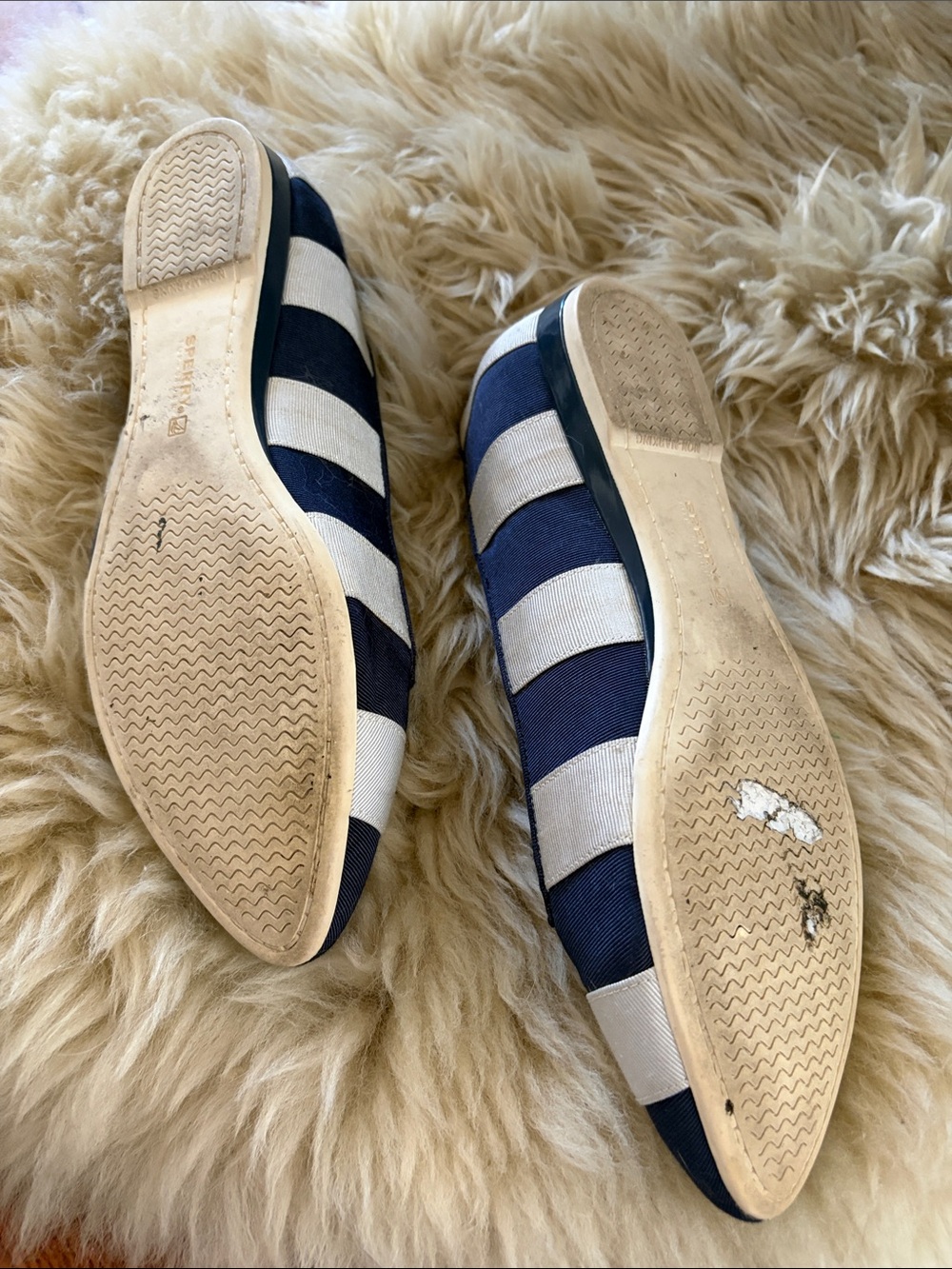 Sperry Navy and White Striped Pointed Toe Flats - Picture 3 of 4